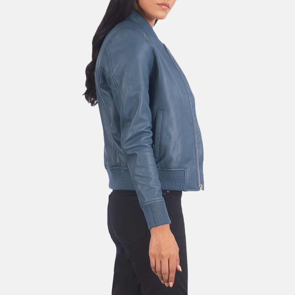 Annan women's bomber jacket in blue – stylish lightweight outerwear for women in the USA, perfect for casual and streetwear looks