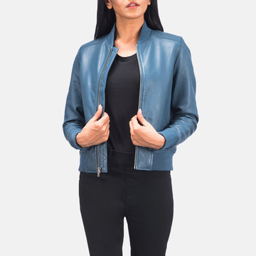 Annan women's bomber jacket in blue – stylish lightweight outerwear for women in the USA, perfect for casual and streetwear looks