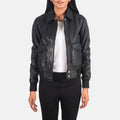 Front view of Balloch black A-2 bomber jacket – vintage-inspired men’s leather outerwear in the USA

Back of Balloch A-2 bomber jacket in black – timeless American flight jacket style for men

Detail of zipper on Balloch black leather A-2 jacket – premium bomber jacket for U.S. customers

Model wearing Balloch A-2 bomber jacket in black – classic military-inspired fashion for American men