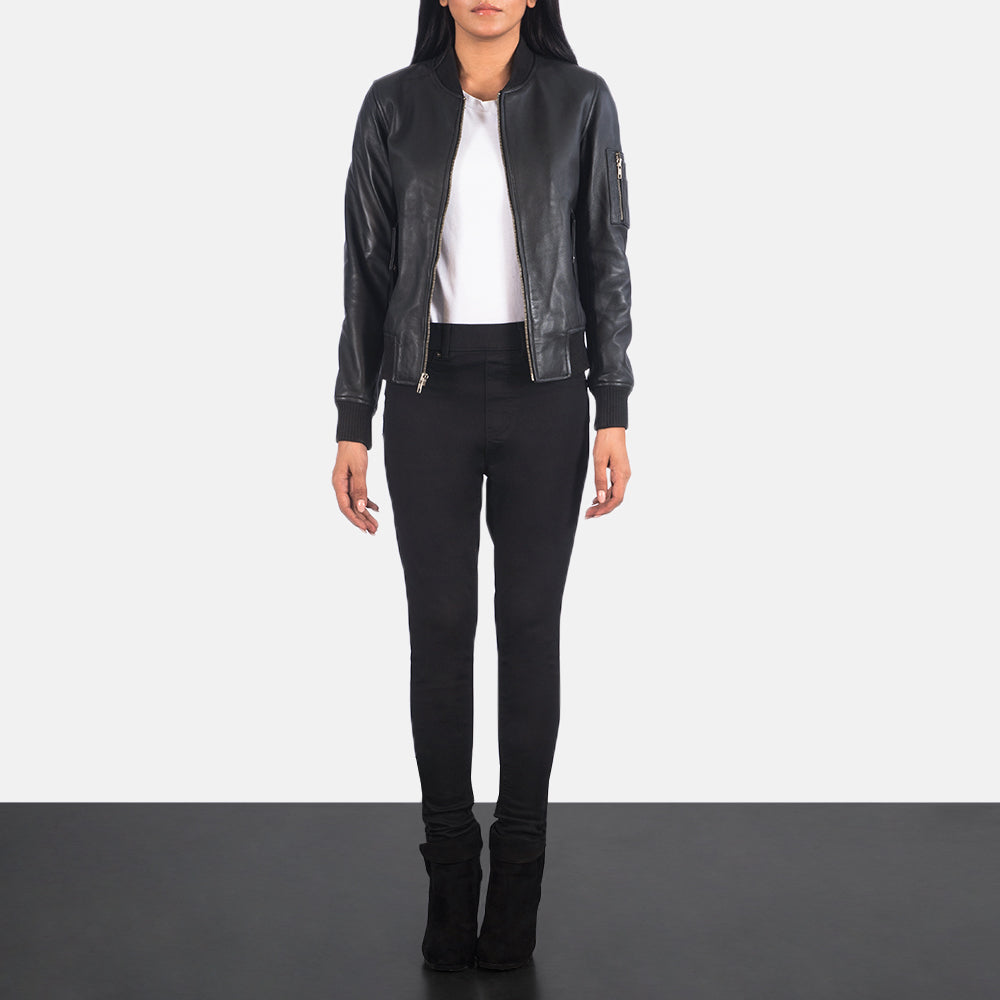 Dumfries black leather bomber jacket for women – sleek and stylish outerwear with classic American edge

Front view of Dumfries women’s black leather bomber jacket – modern outerwear for U.S. street style

Dumfries women’s bomber jacket in black leather – bold, American-inspired fashion piece

Close-up of Dumfries black leather texture – premium bomber jacket for women in the United States

Model wearing Dumfries black bomber jacket – stylish women’s leather outerwear for everyday wear in the USA

