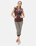 Montrose women’s maroon vest – stylish sleeveless leather outerwear with modern American fashion appeal