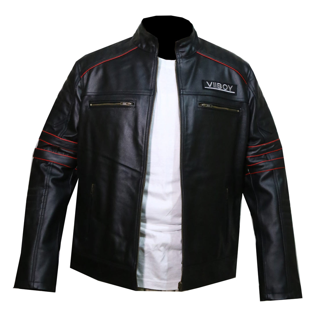 Men’s VII BOY genuine leather jacket in black with sleek modern design

