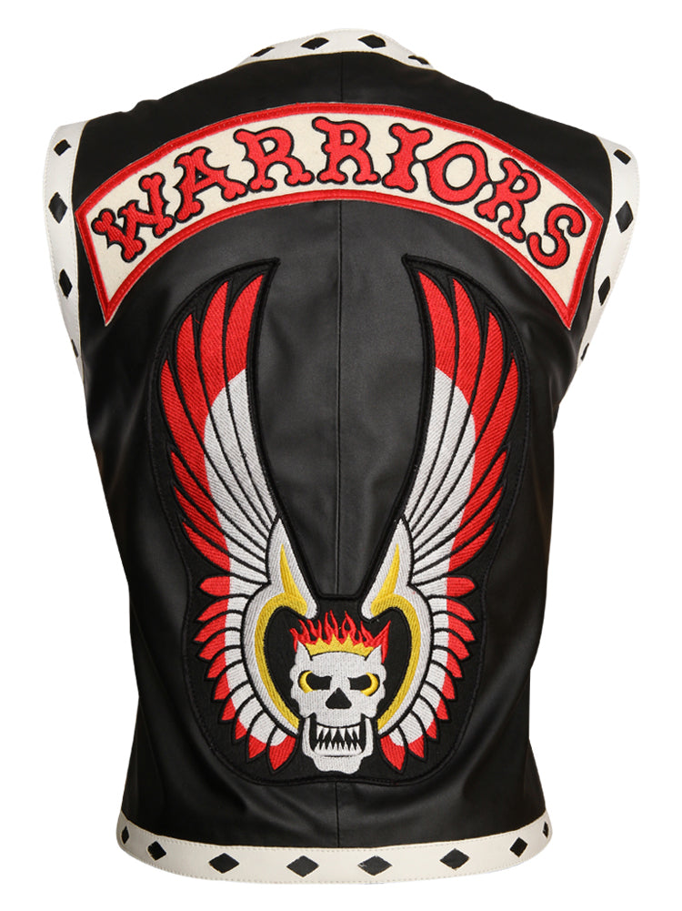 Mens Black Warriors Leather Vest - Arvo 
