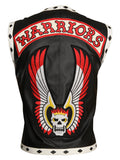 Mens Black Warriors Leather Vest - Arvo 