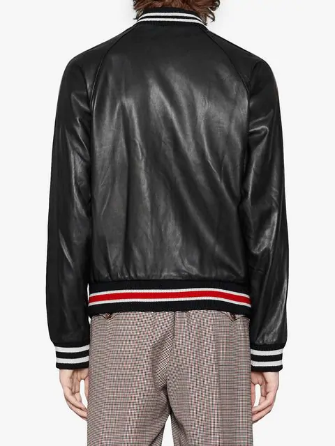 Men's Black Bomber Style Leather Jacket - Arvo 