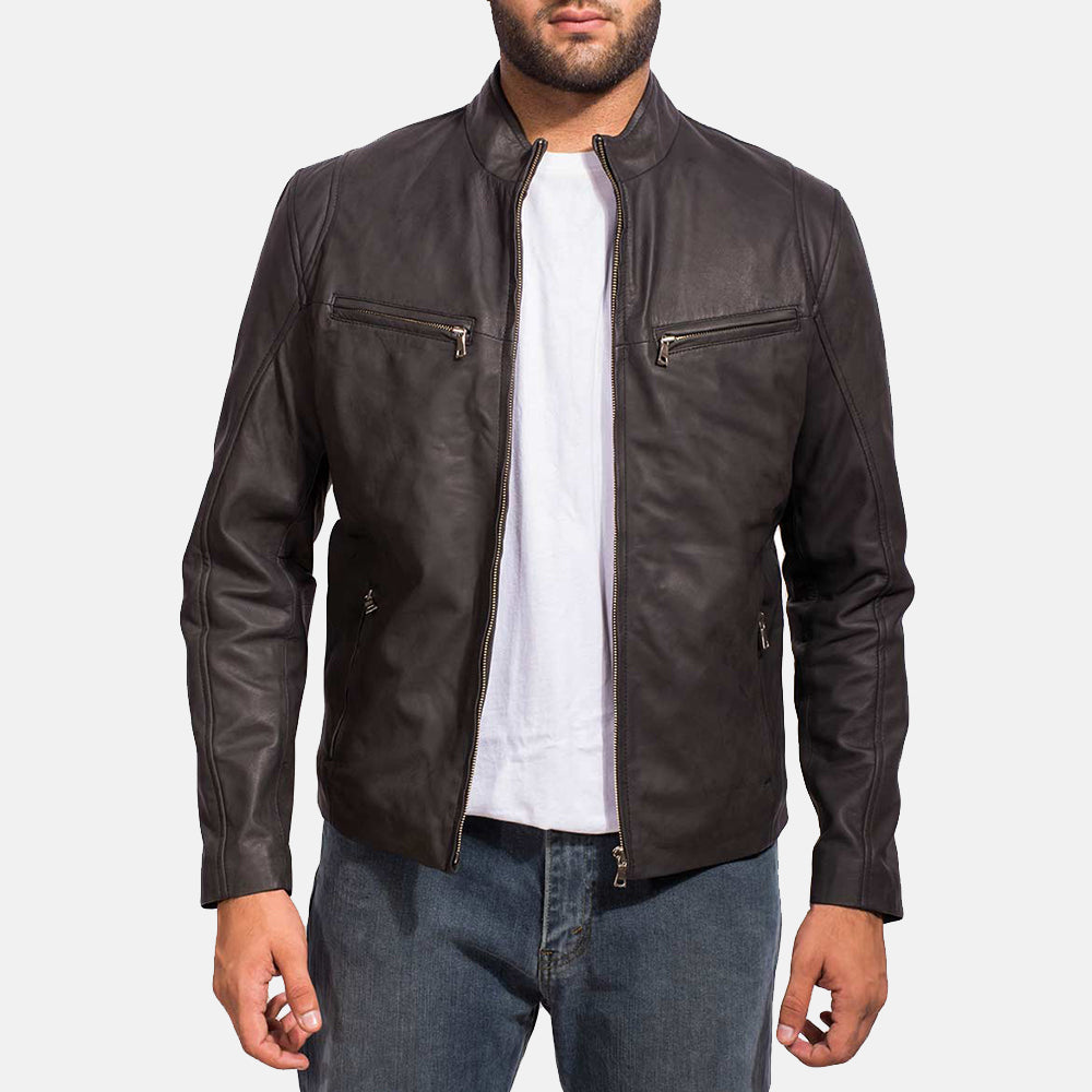 Men's Iconic Black Leather Motorcycle Jacket - Arvo 