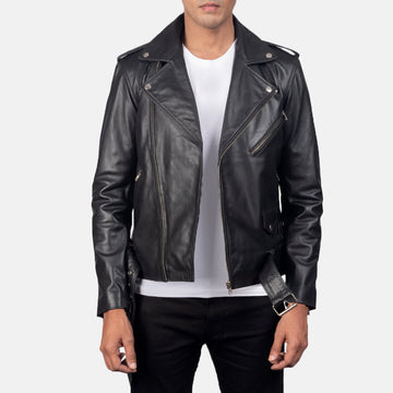 Mens Stylish Black Leather Jacket - Arvo 