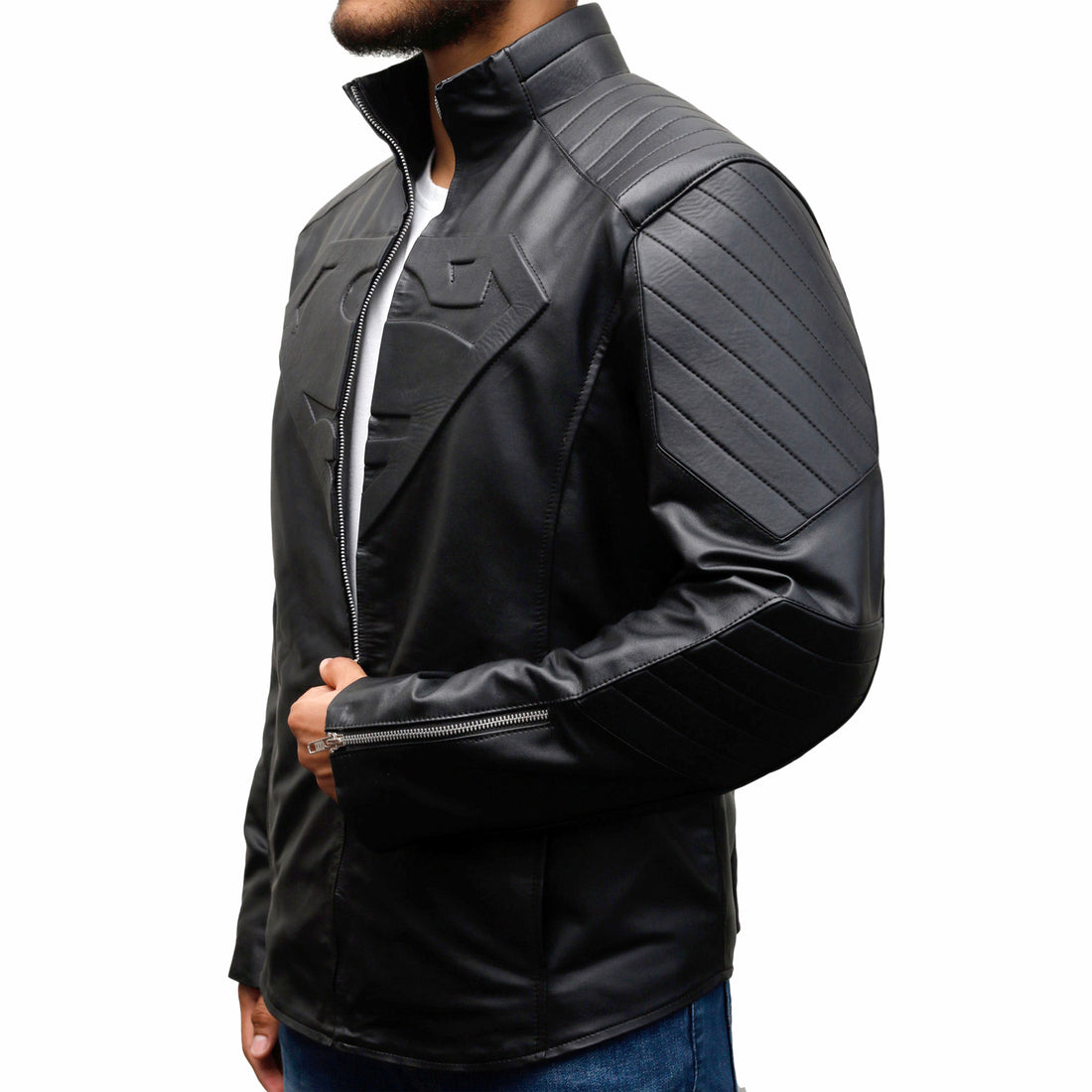 Superman Man Of Steel Leather Jacket Black - Arvo 