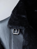 Largs women’s aviator leather jacket in dark brown with shearling collar

