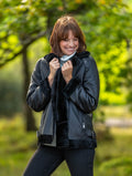 Largs women’s aviator leather jacket in dark brown with shearling collar

