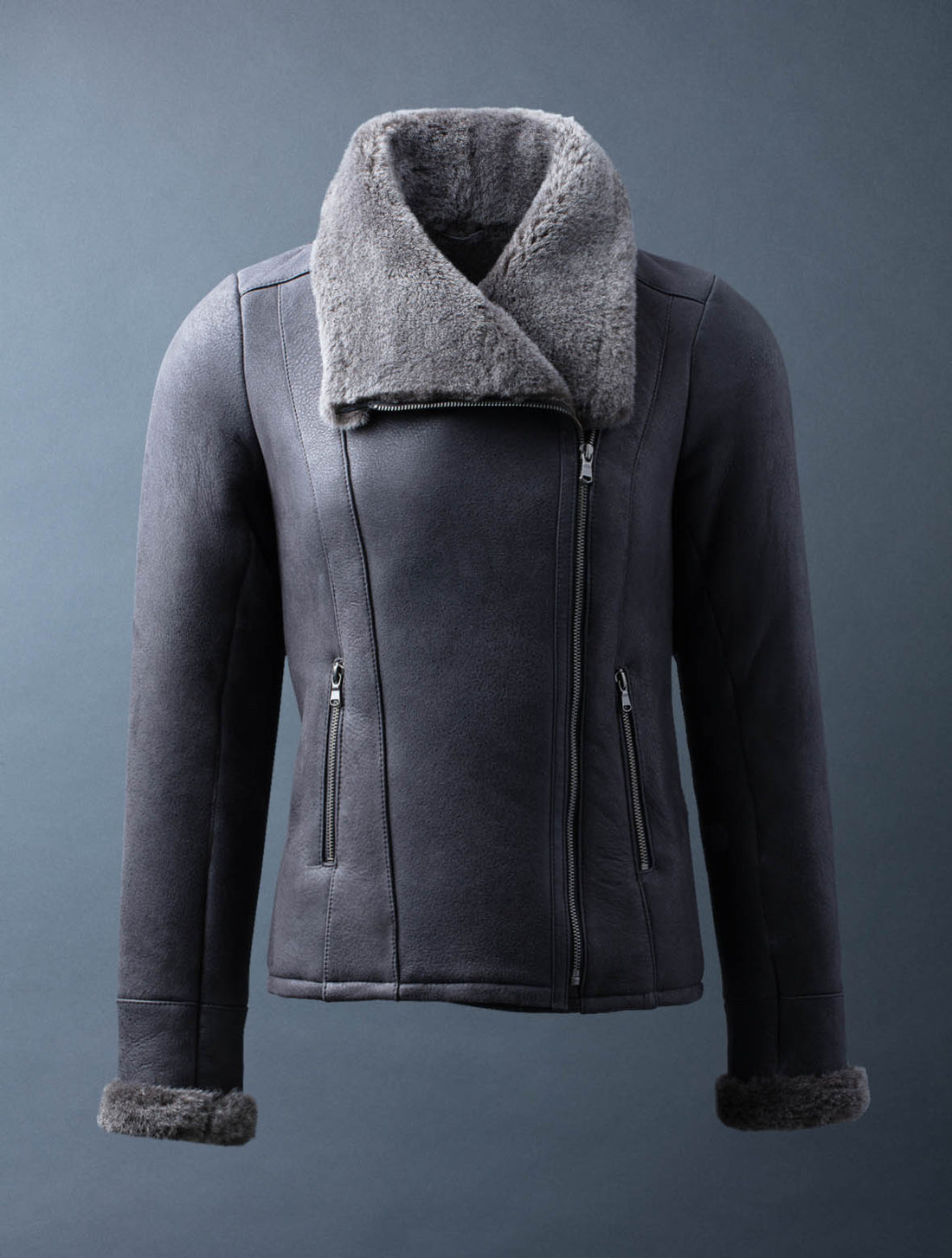 Huntly women’s sheepskin aviator jacket in tan with soft shearling collar

