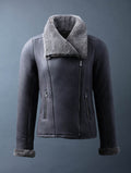 Huntly women’s sheepskin aviator jacket in tan with soft shearling collar


