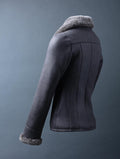 Huntly women’s sheepskin aviator jacket in tan with soft shearling collar

